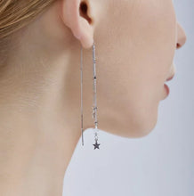 이미지를 갤러리 뷰어에 로드 , Korean Geometric Stainless Steel 6mm Star Charm Box ChainThreader Earrings 13cm
