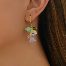 将图片加载到图库查看器，18K Gold Plated Colorful Bell Flower Beads Earrings Dangle
