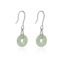 Load image into Gallery viewer, Surgical Steel 12mm Glaze Jade Donut Earrings Dangle
