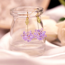 Load image into Gallery viewer, 18K Gold Plated Four Petal Flower Violet Earring
