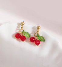 Load image into Gallery viewer, 18K Gold Plated 6mm Agate Cherry Earrings Studs
