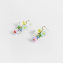 将图片加载到图库查看器，18K Gold Plated Colorful Bell Flower Beads Earrings Dangle
