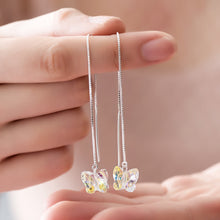 이미지를 갤러리 뷰어에 로드 , S925 AAA Crystal Glaze Butterfly 13mm Threader Earrings 13cm
