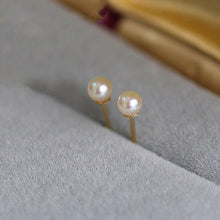 Load image into Gallery viewer, 18K Gold Plated/925 Sterling Silver 3-3.5mm Mini AAA Button Pearls Stud Sleeper Earring 14mm Short Post
