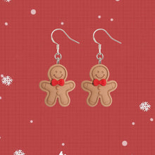 이미지를 갤러리 뷰어에 로드 , S925 Gingerbread Man Ornaments Gingerbread Figurines Xmas Earrings
