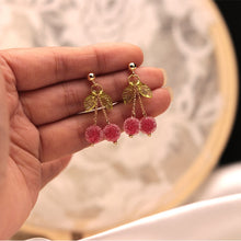 이미지를 갤러리 뷰어에 로드 , 18K Gold Plated 5mm Pink Chinese Bayberry Beads Earrings
