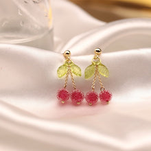 이미지를 갤러리 뷰어에 로드 , 18K Gold Plated 5mm Pink Chinese Bayberry Beads Earrings
