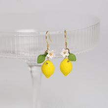 Load image into Gallery viewer, 18K Gold Plated S925 Opaque Lemon Rainbow Flower Earrings
