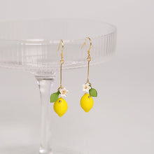 Load image into Gallery viewer, 18K Gold Plated S925 Opaque Lemon Rainbow Flower Earrings
