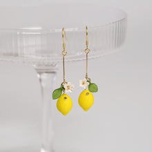 Load image into Gallery viewer, 18K Gold Plated S925 Opaque Lemon Rainbow Flower Earrings
