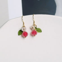 Load image into Gallery viewer, 18K Gold Plated S925 5mm Chinese Bayberry Rainbow Petal Ab Flower Earrings
