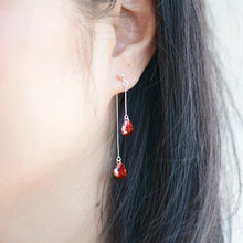 将图片加载到图库查看器，Surgical Steel Garnet Red Heart CZ 6mm Earrings 4cm
