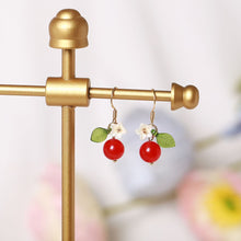 Load image into Gallery viewer, 18K Gold Plated S925 Silver 8mm Red Agate Earrings Dangle
