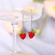 Load image into Gallery viewer, 18K Gold Plated S925  Lamp-work Raspberry Bead Dangle Earrings
