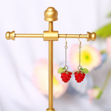 Load image into Gallery viewer, 18K Gold Plated S925  Lamp-work Raspberry Bead Dangle Earrings
