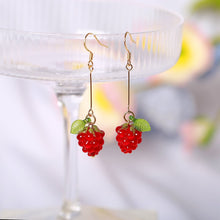 Load image into Gallery viewer, 18K Gold Plated S925  Lamp-work Raspberry Bead Dangle Earrings
