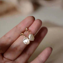 Load image into Gallery viewer, Gold/Silver Steel Korean Elegant 6-8mm Flower Keshi Pearls Wire Wrapped Earrings
