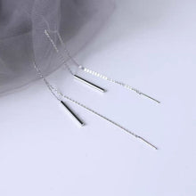 Load image into Gallery viewer, Korean Style Stainless Steel 2cm Rectangle Charm Bar 12-12.5cm Threader Earrings
