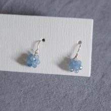 将图片加载到图库查看器，Gold Steel AAA 4mm Amethyst/Aquamarine Gemstone beads Wire Wrapped Dangle Earrings
