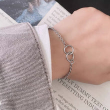 Load image into Gallery viewer, BTS Style Korean K-pop Gothic Punk Solid Surgical Stainless Steel Double Circle Ring 10mm Bracelet, available in 6, 7, and 8 inches.
