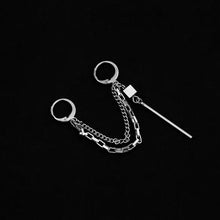 Load image into Gallery viewer, BTS Double Piercing Chain Earrings, 6cm, Kpop Gothic Style Jewelry, Edgy and Stylish Accessories.
