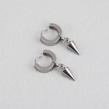 Load image into Gallery viewer, Solid Surgical Stainless Steel Hoop 1/2cm Spike Earrings Punk Korean Kpop Hypoallergenic
