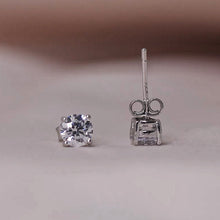 Load image into Gallery viewer, Pair of sterling silver stud earrings featuring 3/4/5mm moissanite stones in prong settings
