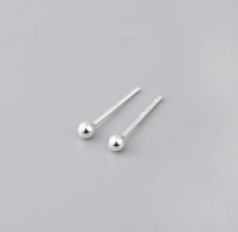 S925 Sterling Silver 3/4/5/6mm Studs Earrings