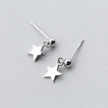 Load image into Gallery viewer, Minimalist surgical steel stud earrings with 10mm star charms, hypoallergenic and perfect for Korean fashion styles.
