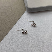 Load image into Gallery viewer, Surgical stainless steel earrings with 6mm and 3mm metal bead design, modern and versatile, hypoallergenic.
