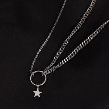 Load image into Gallery viewer, Cable Cuban chain necklace with star pendant, 18 inches with 2-inch extender, stylish and versatile.
