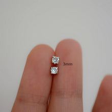 Load image into Gallery viewer, Pair of sterling silver stud earrings featuring 3/4/5mm moissanite stones in prong settings
