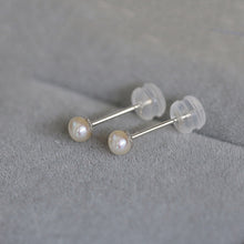 Load image into Gallery viewer, 18K Gold Plated/925 Sterling Silver 3-3.5mm Mini AAA Button Pearls Stud Sleeper Earring 14mm Short Post
