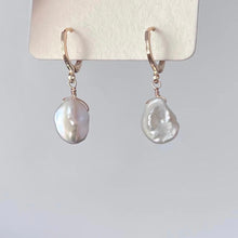 Load image into Gallery viewer, 18K gold plated wire wrapped keshi pearls earrings, perfect for adding a touch of natural beauty and sophistication to any outfit.
