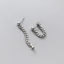 Load image into Gallery viewer, Mini punk solid 3.8mm stainless steel chunky Cuban chain earrings, 2cm in size, perfect for adding an edgy urban flair to any outfit. Unisex design.
