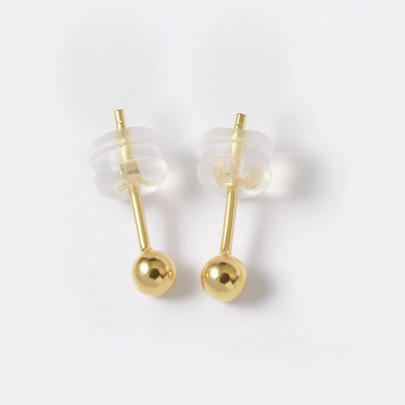 14K Solid Gold 4mm Mini Stud Earrings