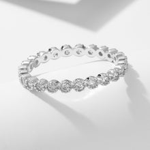 Load image into Gallery viewer, Moissanite or Cubic Zirconia Sterling Silver 3mm Bazel Setting Infinity Full Encircle Ring Band
