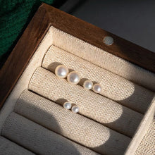 Load image into Gallery viewer, Freshwater button pearl stud earrings in 3mm, 5mm, and 8mm sizes.
