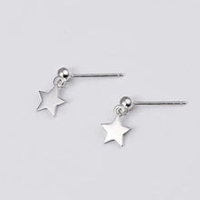 Load image into Gallery viewer, Minimalist surgical steel stud earrings with 10mm star charms, hypoallergenic and perfect for Korean fashion styles.
