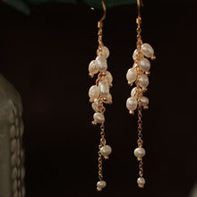 Load image into Gallery viewer, Gold Plated S925 5mm Oval Freshwater Pearls Earrings Dangle
