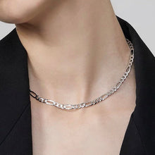 Load image into Gallery viewer, Minimalist solid stainless steel necklace with a trendy Figaro chain design, adjustable 16-18 inches, hypoallergenic and stylish.
