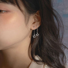 Load image into Gallery viewer, Korean fashion style star chain earrings made of stainless steel with a 4cm chain.
