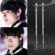 Load image into Gallery viewer, Korean Kpop BTS Style Beaded Chain Link Earrings 10-11cm Extra long Stud/Hoop Surgical Stainless Steel Earrings
