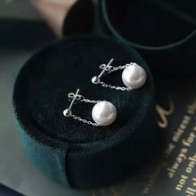 Load image into Gallery viewer, Surgical Steel Korean 10mm Crystal Pearls Chain Studs Earrings
