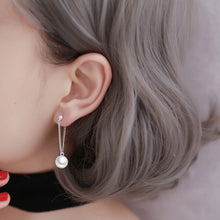 이미지를 갤러리 뷰어에 로드 , 한국식 강철 체인 8mm 크리스탈 진주 귀걸이
