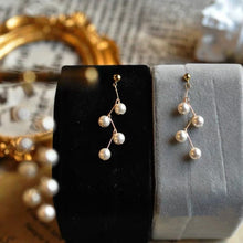 Load image into Gallery viewer, Silver/Gold Plated Steel Korean Style 5mm Crystal Pearls Flower Handmade Elegant Studs Earrings
