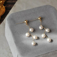 Load image into Gallery viewer, Silver/Gold Plated Steel Korean Style 5mm Crystal Pearls Flower Handmade Elegant Studs Earrings

