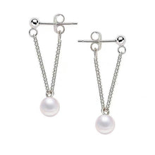 이미지를 갤러리 뷰어에 로드 , 한국식 강철 체인 8mm 크리스탈 진주 귀걸이
