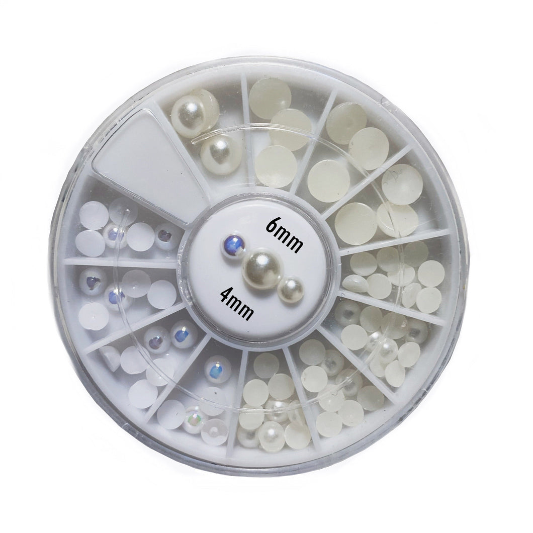 네일 아트 휠 다양한 크기 플랫백 고품질 진주 레인보우 진주 1박스