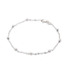 Load image into Gallery viewer, S925 ANKLE chain link mini beads silver bracelet 8/9/10/11 Inches with Extender
